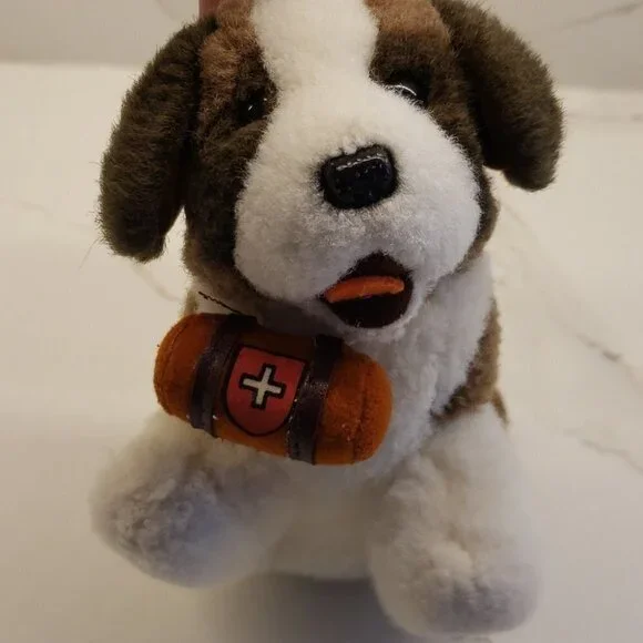 Vintage Saint Bernard Dog Rescue dog plush stuffed animal bag 6" tall by 9"wide - Picture 4 of 10